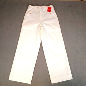 SPANX Womens Stretch Twill Cropped Wide Leg Pant Pull On Bright White‎ XL 20312R